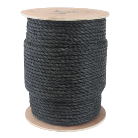 General Work Products 3-Strand Twisted Polypropylene Rope Monofilament, Black 3/8 PPMB3/8